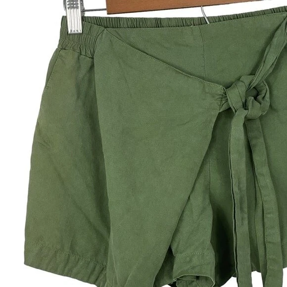 ELLA MOSS WOMEN'S SHORTS COMFORT WAIST TIE OLIVE SIZE XS - Image 2 of 4