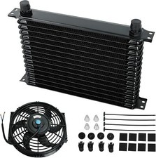 Universal 15-Row Aluminum Transmission Oil Cooler Kit w/10 Black Fan
