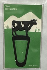 Vtg 90s Black Metal Cow Bookmark Made in USA