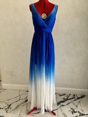La Femme Royal Blue Floor Length Maxi Front Slit 19752 Size 6