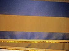 Navy Blue Rich Brown Stripped Upholstery Fabric 54" Wide x 1.5 Yards