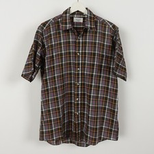 Vintage 80s Sears The Mens Store Short Sleeve Plaid Button Shirt Size Medium