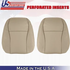 2006 2007 For Toyota Highlander Driver & Passenger Top Perf Leather Covers Tan
