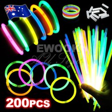 200PCS Mixed Single Colour Glow Sticks Bracelets Party Glowsticks Glow In Dark A