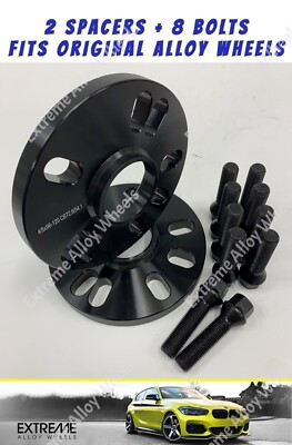 Schwarze Alufelgenabstandhalter 15 mm passt Audi 80 90 100 + M14x1.5 Schrauben 4x108 57,1