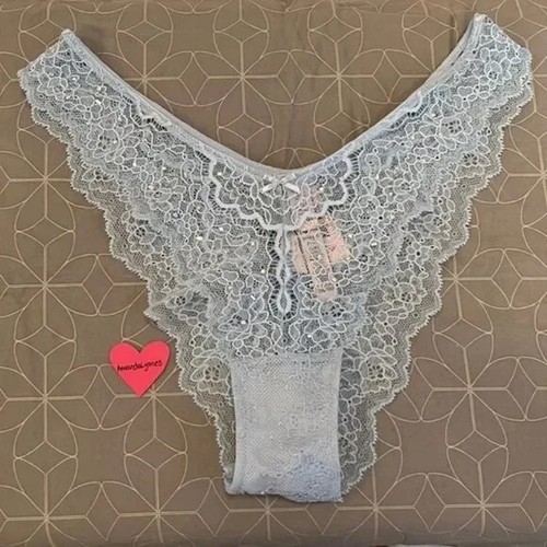 NWT Victoria's Secret Dream Angels Embellished Brazilian Panty Baby Blue Small - Picture 2 of 6