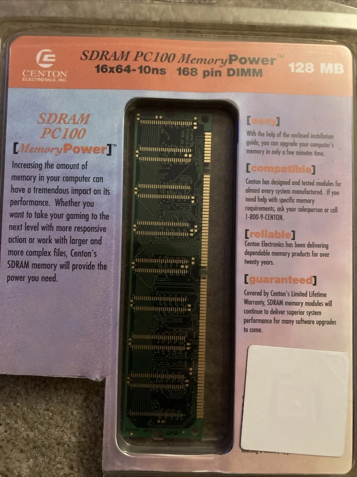CENTON SDRAM PC100 128MB MEMORY POWER Module Pentium II & Pentium III PCs - Image 4 of 4