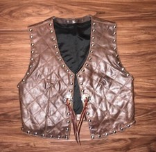 Brown Leather Studded Vest with Conchos