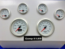 Marshall 6 Gauge Set Comp 2 Led Electric Speedo White Dial Alu Bezel Sport Comp