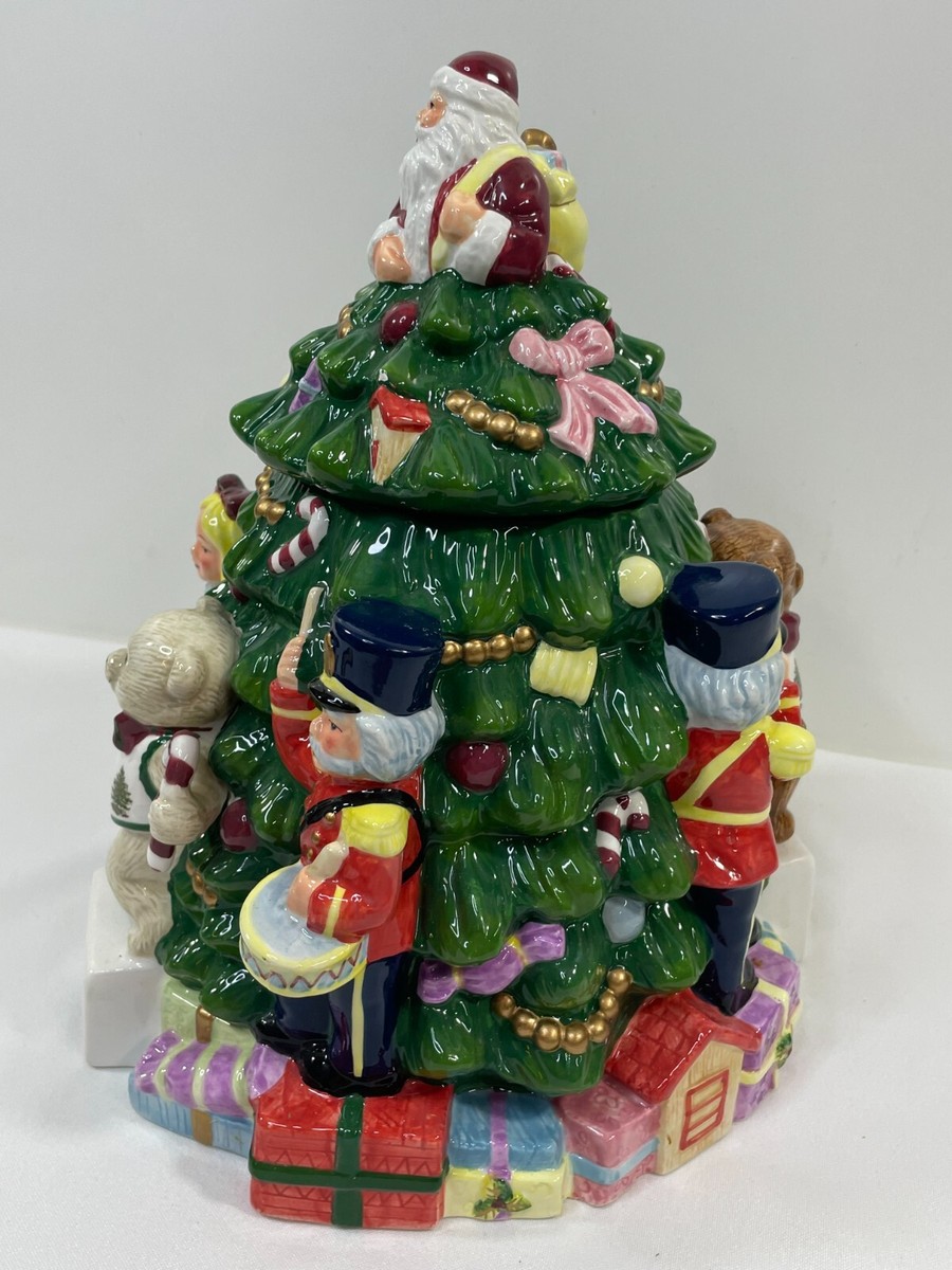 Spode Christmas Tree Cookie Jar 12” Hand Painted Ceramic Cookie