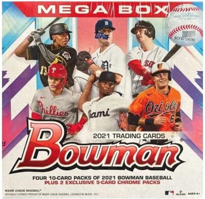 2021 BOWMAN MEGA BOX (50 cards) w/2 Chrome Packs MLB Baseball 