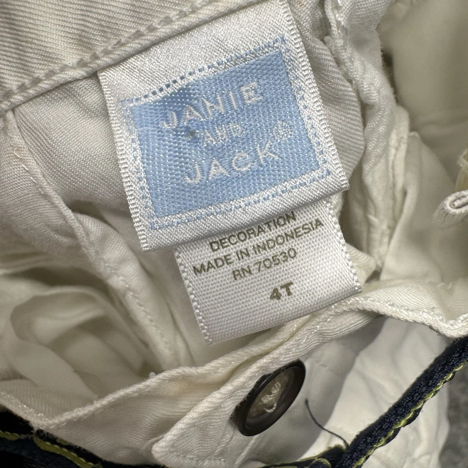 Pantalones cortos blancos Janie and Jack Talla de niño 4T Patos con cinturón Náutico Playa Casual Foto 3 de 4