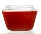 Vintage Pyrex Red 501 Refrigerator Bowl with 501C Lid Nice Gloss & Color