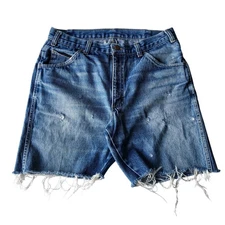 Vintage Sears Shorts Mens Size 30 USA Cut Off Blue Bermuda Jorts Mid Dad Tag 34