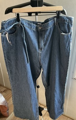 NWT-Buffalo Jeans Wide Leg Belted Jean Size 22 Dark Blue Denim