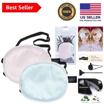 Elegant Pink and Green Silk Eye Patches - Washable & Comfortable for All Ages