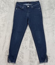 KanCan Skinny Jeans Juniors 7 Blue Dark Wash Ankle Zip Raw Hem Stretch KC6051HR