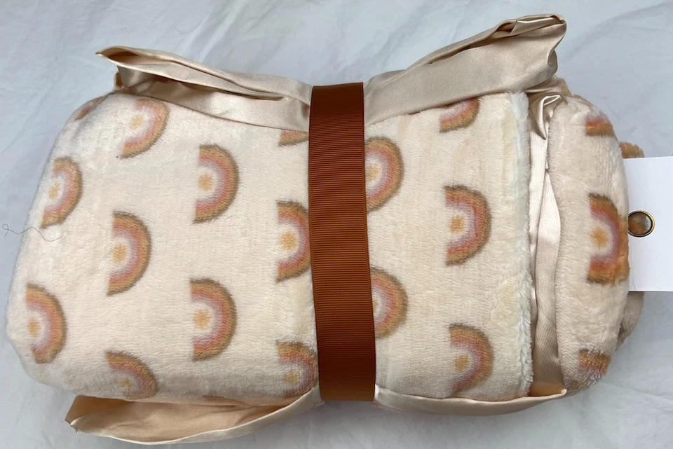 Manta de bebé de felpa arco iris marrón dorado JuJuBe borde satinado cobre ser amable nueva con etiquetas Foto 3 de 3