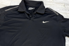 Nike Golf Tour Performance Dri-Fit Mens Short Sleeve Black Polo Shirt Vented LG