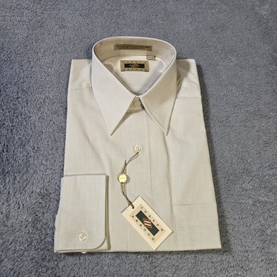 Joseph Abboud Mens 15.5 34/35 Dress Shirt Beige Micro Stripe Egyptian Cotton NWT