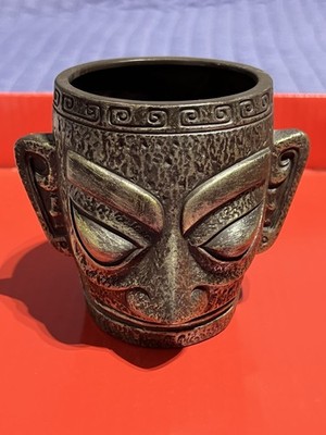 Ceramic Tribal Face Planter - Antique Silver Finish