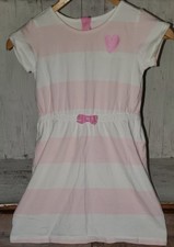 Gymboree Hop N Roll White Pink Stripe Dress Short Sleeve 7-8 S25