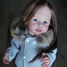 28" Lifelike Reborn Baby Doll Finished Toddler Girl Rooted Hair Cloth Body Gift