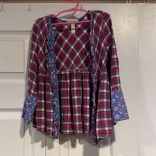 Matilda Jane Plaid Ruffle Cardigan Size 4 Girls