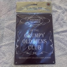 Grumpy Old Men’s Club Metal Plaque. Brand New Still In Wrapper. Ideal Gift   VGC