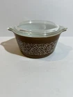 Vintage Pyrex Woodland Brown 473-B 1 QT Casserole Dish With Lid 470-C7
