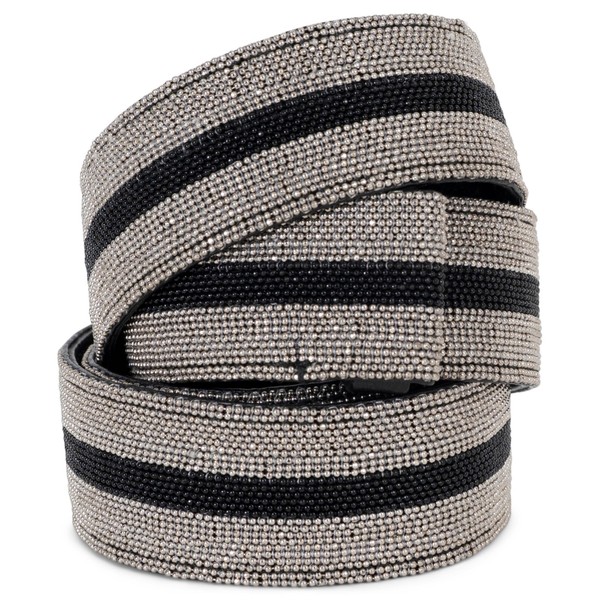 72876 authentischer BRUNELLO CUCINELLI silber & schwarz GESTREIFTER MONILI Gürtel 85