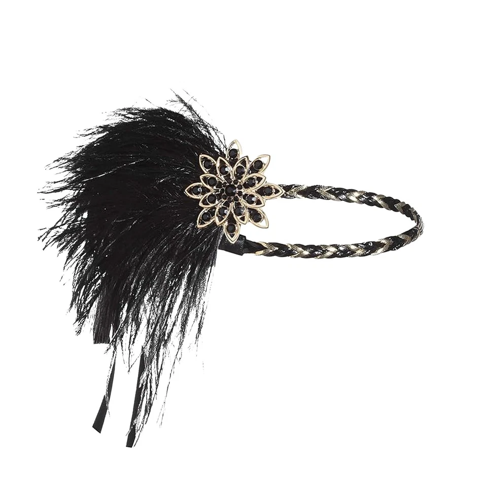 1920s Damen Stirnband 20er Jahre Accessoires Kopfschmuck Flapper Feder Haarba... - Bild 2 von 4