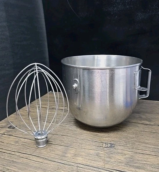 Stainless Steel Stand Mixer 5 qt Bowl & Wire Whisk Attachment Set