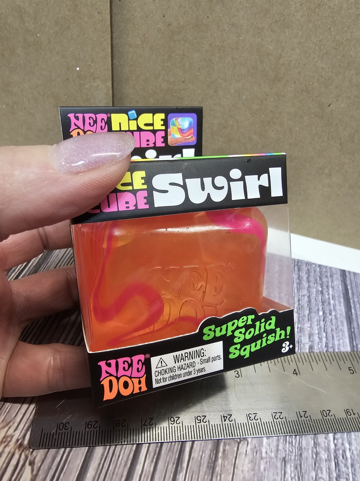 NeeDoh Nice Cube SWIRL Square Sensory Toy ORANGE PINK Tiktok