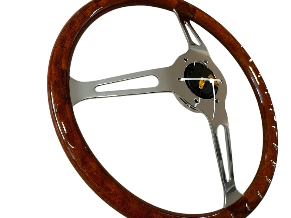 Volante Per Auto Universale Vintage Classico In Legno Da 15 Pollici Sportivo - Image 4 of 4