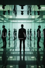 Man Infinite Mirror Room Ai Art Printable PNG File Digital Download Wallpaper