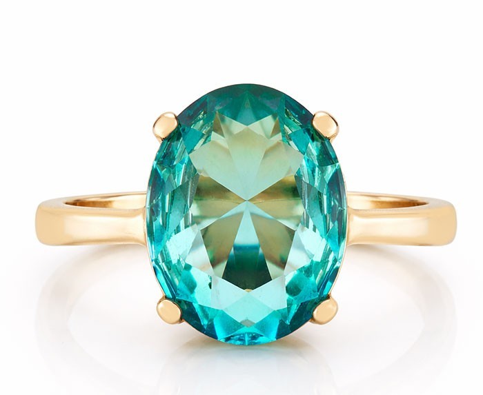 LAB CREATED 5.25 Cts TOURMALINE SOLITAIRE RING SOLID 10k GOLD - New With Tag