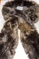 Restoration Hardware Blackish Faux Fur Pull Through Keyhole Scarf