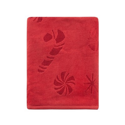 3 Martha Stewart Collection Holiday Bath Towels NEW Candy Jacquard Design