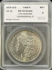 1879-O/O New Orleans 1 Morgan Silver Dollar VAM-4 O/Horizontal O RAW BU Top 100