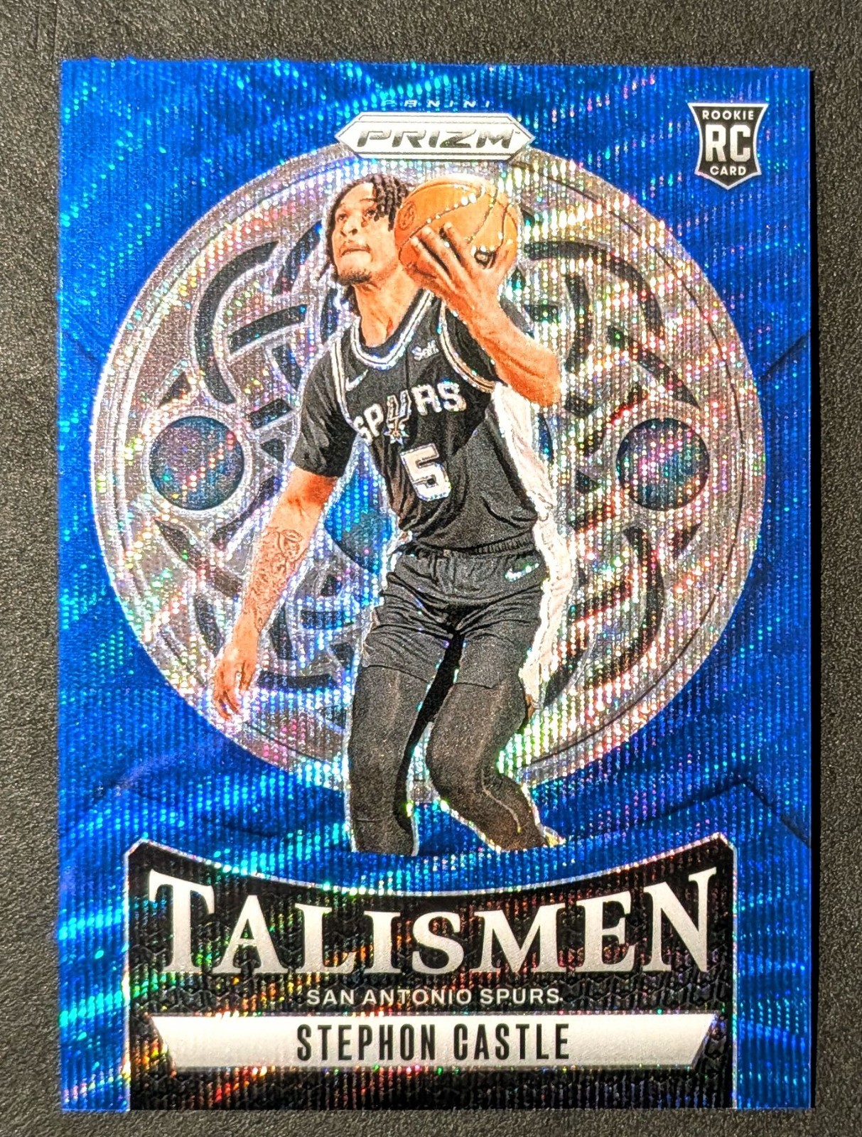 Stephon Castle 2024-25 Panini Prizm Blue Wave Talismen /175 RC Rookie Spurs