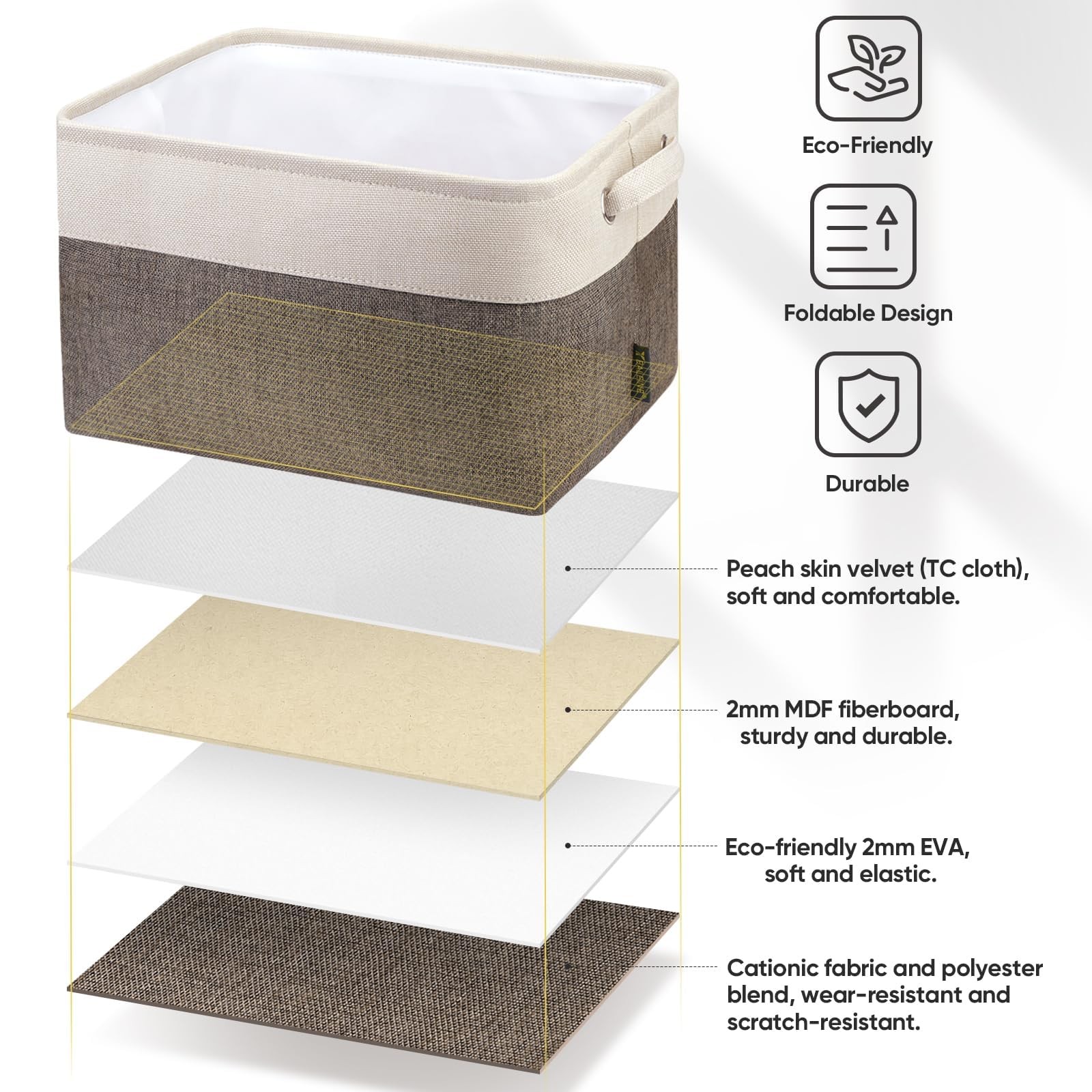 4 Pack Fabric Storage Bins for Shelves, Linen Storage Baskets for Organizing,...