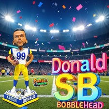Bobblehead de fútbol americano de la NFL campeones del Super Bowl LVI AARON DONALD Los Angeles Rams