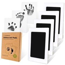 Inkless Baby Hand and Footprint Kit - Mess Free Ink Pad for 4-Pack Jet Black