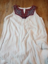 Women's Westport 2X Embroidered Sequince Gauze Sleeveless Dress Boho Vacation...