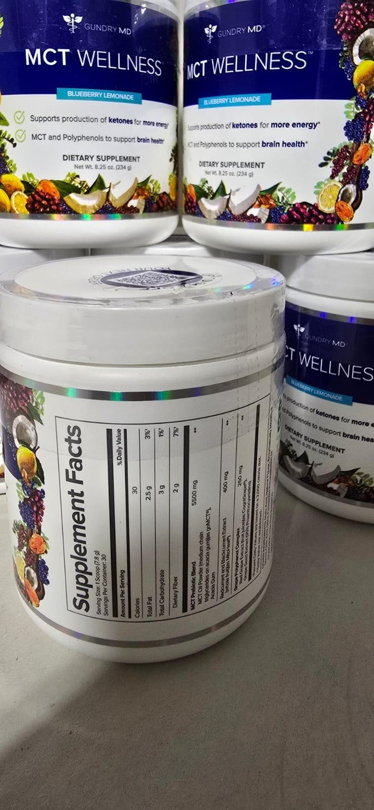 Gundry MD MCT Wellness Powder Blueberry Lemonade Flavor Diet Supplement 8.25 oz
