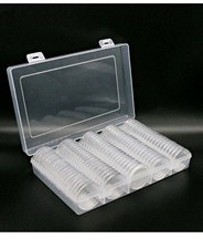 100PCS 30mm Silver Gold Coin Cases Capsules Holder Clear Plastic Round Storage