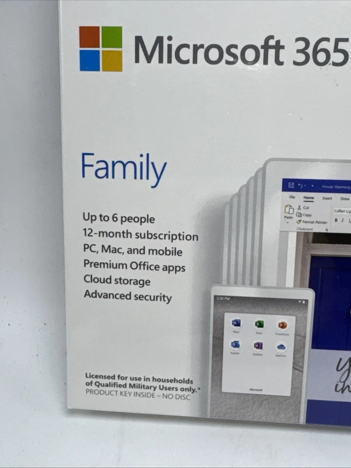 Microsoft 365 Family 12-Month 1-6 Users PC/Mac English New Sealed In Box - Image 2 of 4