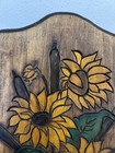 Vtg Hand Carved Wood Sunflower Cattail Wall Plaque Signed 1983 Boho Folk Cottage — photo 4