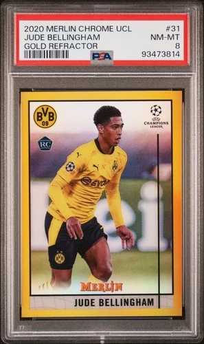 2020 TOPPS MERLIN CHROME CHAMPIONS LEAGUE JUDE BELLINGHAM ROOKIE RC 30/50 PSA 8
